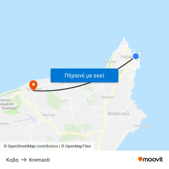 Κοβα to Kremastí map