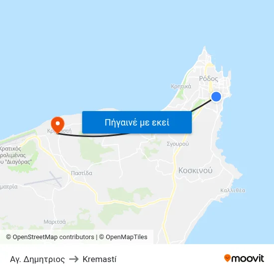 Αγ. Δημητριος to Kremastí map