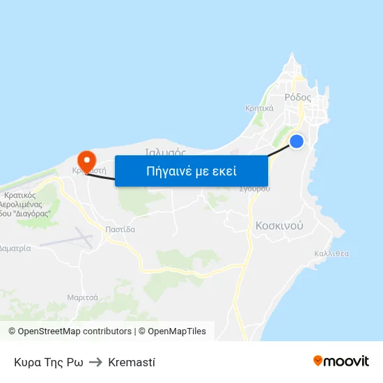 Κυρα Της Ρω to Kremastí map