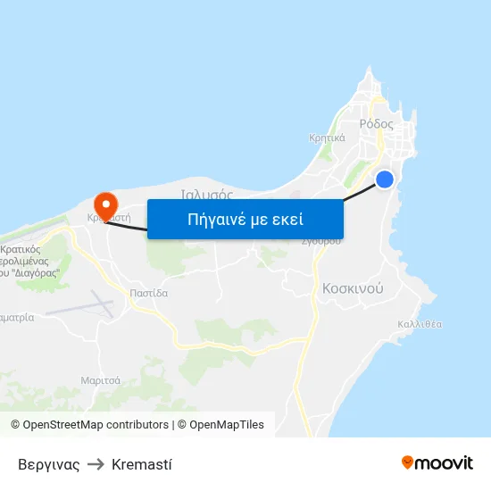 Βεργινας to Kremastí map