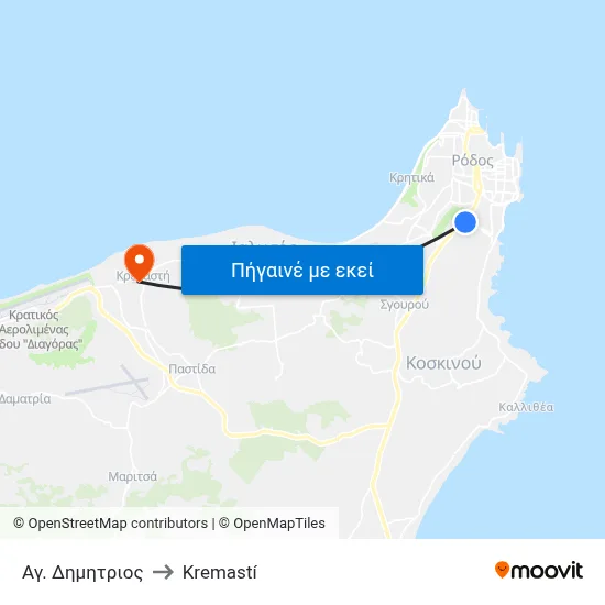 Αγ. Δημητριος to Kremastí map