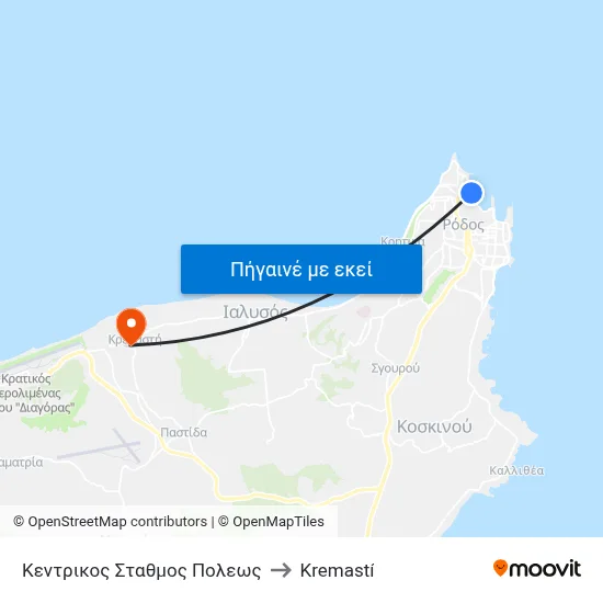 Κεντρικος Σταθμος Πολεως to Kremastí map