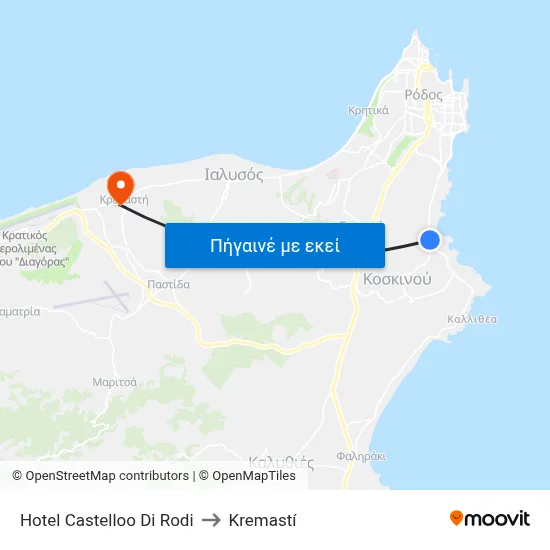 Hotel Castelloo Di Rodi to Kremastí map