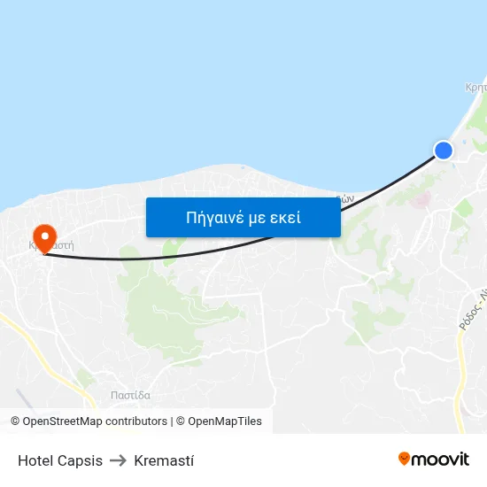 Hotel Capsis to Kremastí map
