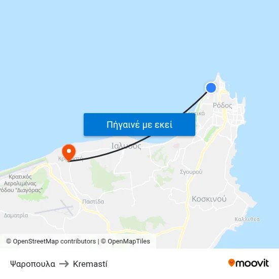 Ψαροπουλα to Kremastí map