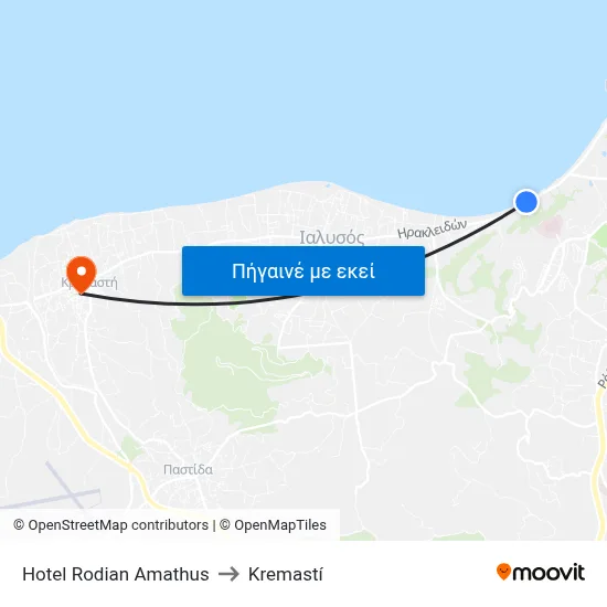 Hotel Rodian Amathus to Kremastí map