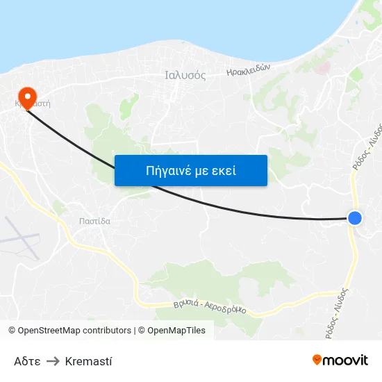 Αδτε to Kremastí map