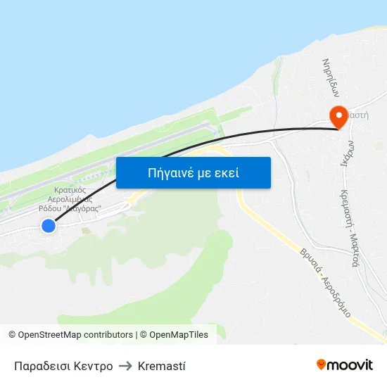 Παραδεισι Κεντρο to Kremastí map