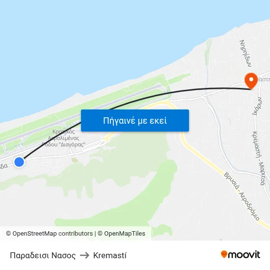 Παραδεισι Νασος to Kremastí map