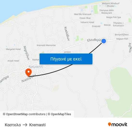 Καστελο to Kremastí map