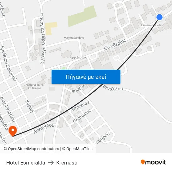 Hotel Esmeralda to Kremastí map