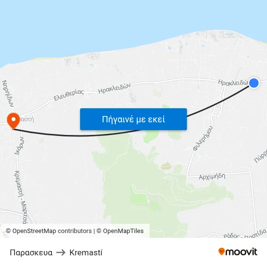 Παρασκευα to Kremastí map