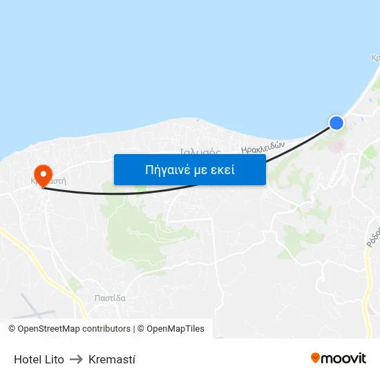 Hotel Lito to Kremastí map