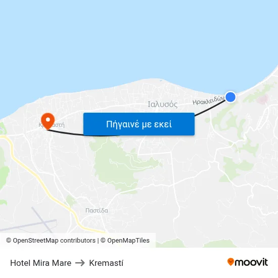Hotel Mira Mare to Kremastí map