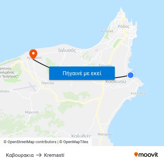 Καβουρακια to Kremastí map