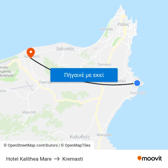 Hotel Kalithea Mare to Kremastí map
