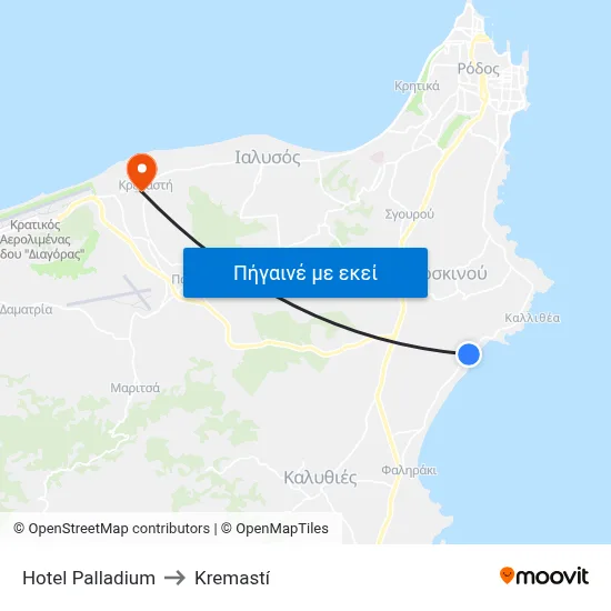Hotel Palladium to Kremastí map