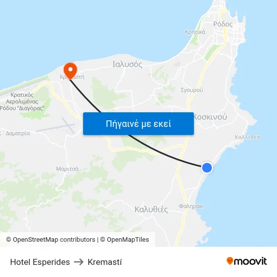 Hotel Esperides to Kremastí map