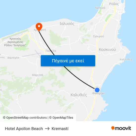 Hotel Apollon Beach to Kremastí map