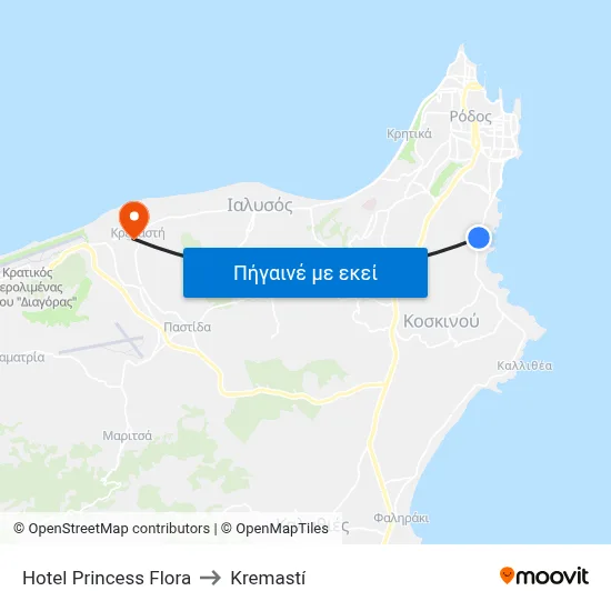 Hotel Princess Flora to Kremastí map