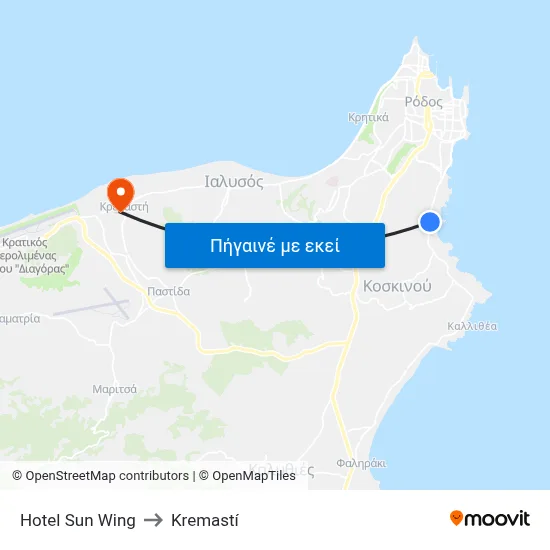 Hotel Sun Wing to Kremastí map