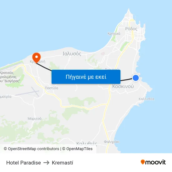 Hotel Paradise to Kremastí map