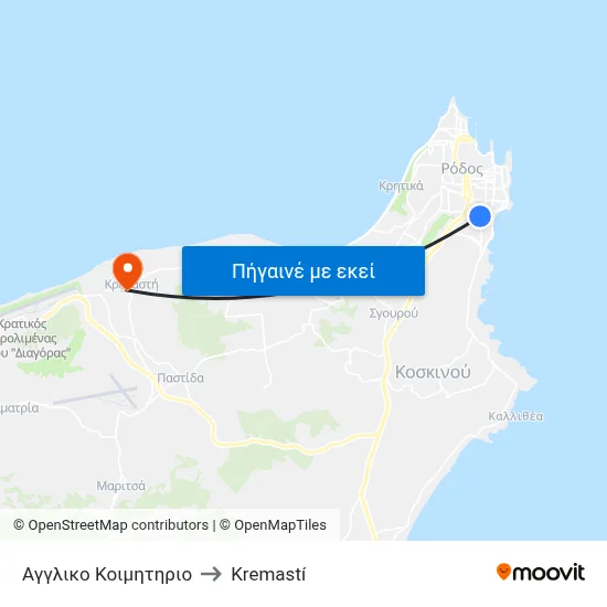 Αγγλικο Κοιμητηριο to Kremastí map