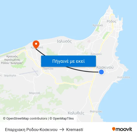 Επαρχιακη Ροδου-Κοσκινου to Kremastí map