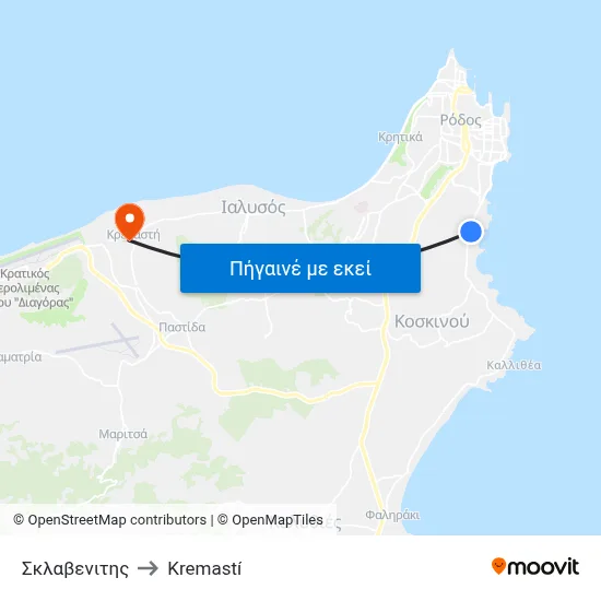 Σκλαβενιτης to Kremastí map