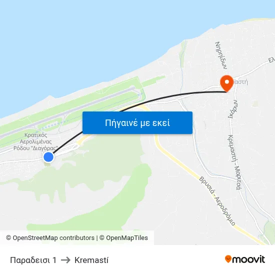 Παραδεισι 1 to Kremastí map