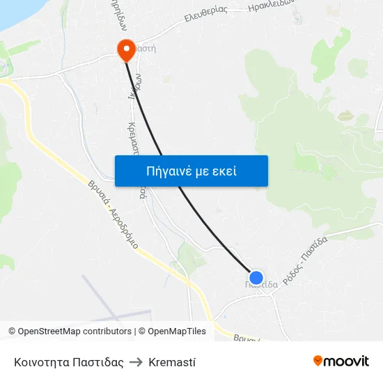 Κοινοτητα Παστιδας to Kremastí map