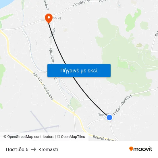 Παστιδα 6 to Kremastí map