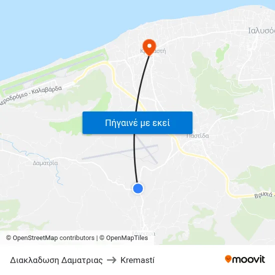 Διακλαδωση Δαματριας to Kremastí map