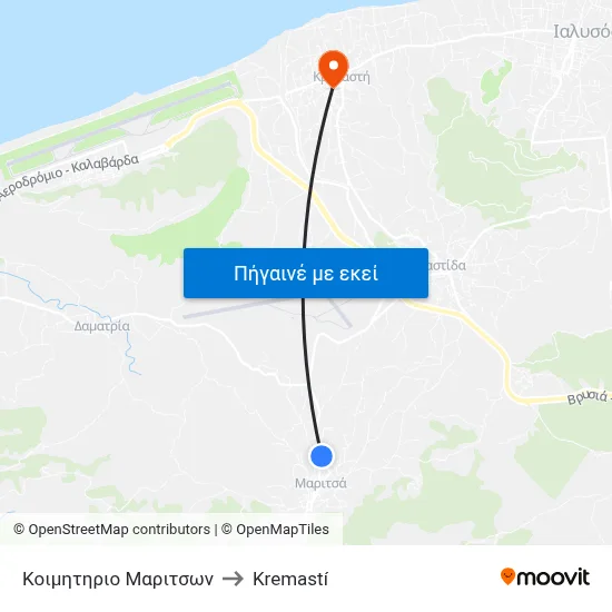 Κοιμητηριο Μαριτσων to Kremastí map