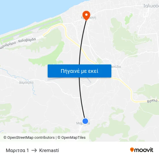 Μαριτσα 1 to Kremastí map