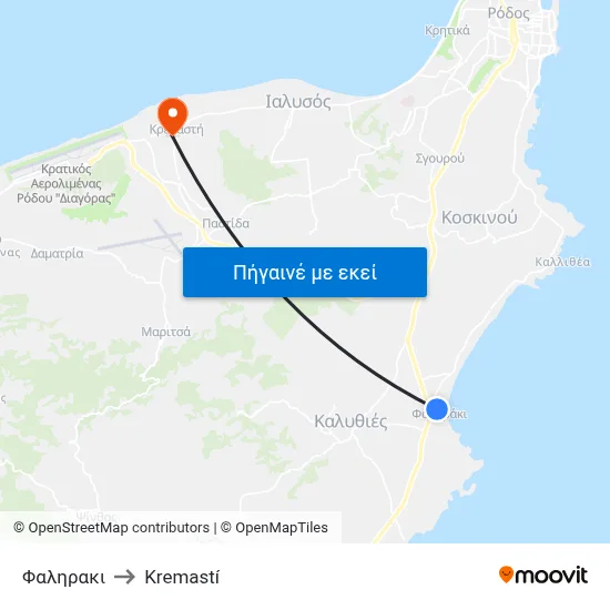 Φαληρακι to Kremastí map