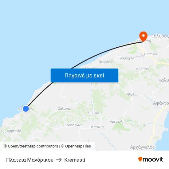 Πλατεια Μανδρικου to Kremastí map