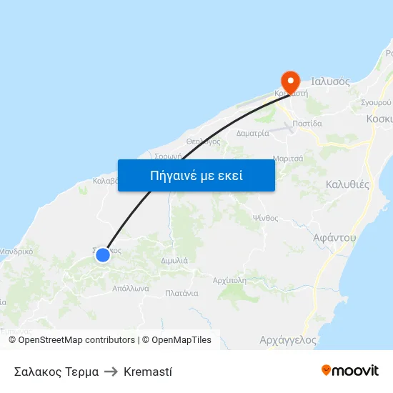 Σαλακος Τερμα to Kremastí map