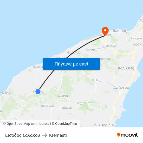 Εισοδος Σαλακου to Kremastí map