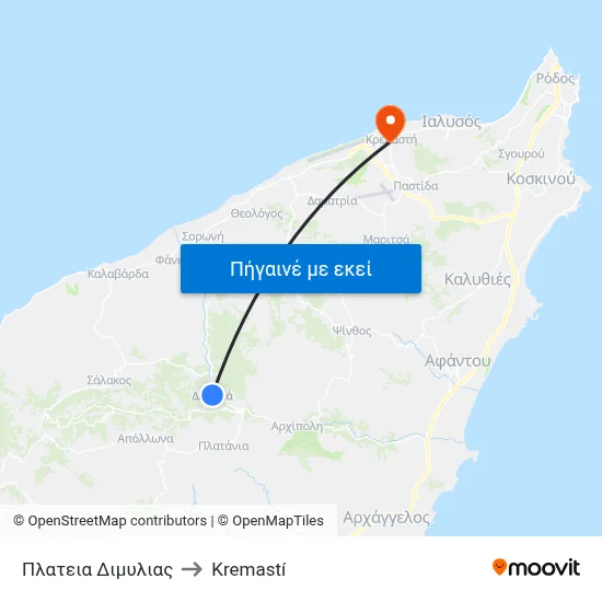 Πλατεια Διμυλιας to Kremastí map