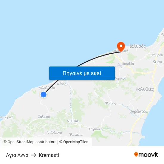 Αγια Αννα to Kremastí map