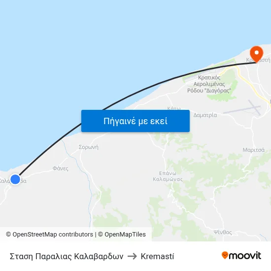 Σταση Παραλιας Καλαβαρδων to Kremastí map