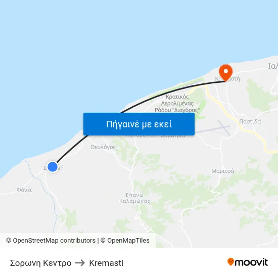 Σορωνη Κεντρο to Kremastí map