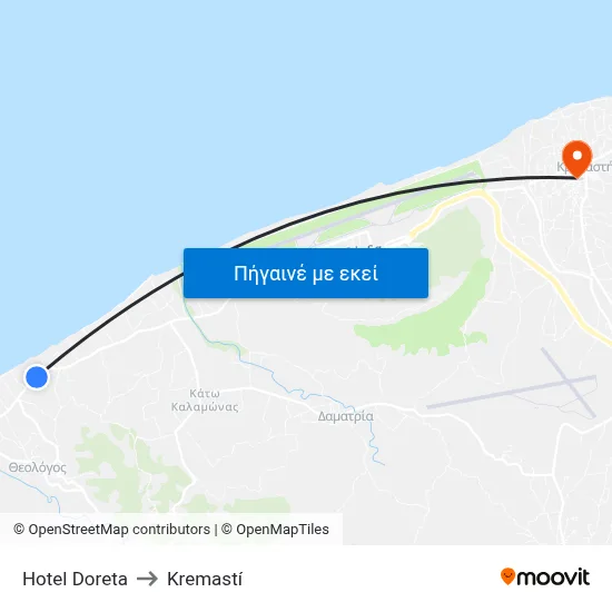Hotel Doreta to Kremastí map