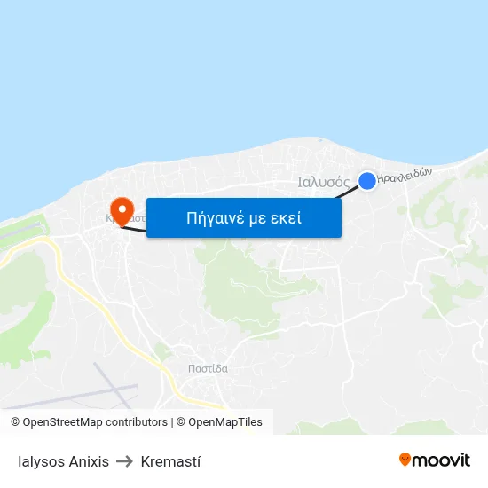 Ialysos Anixis to Kremastí map