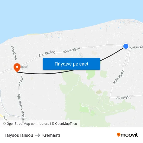 Ialysos Ialisou to Kremastí map