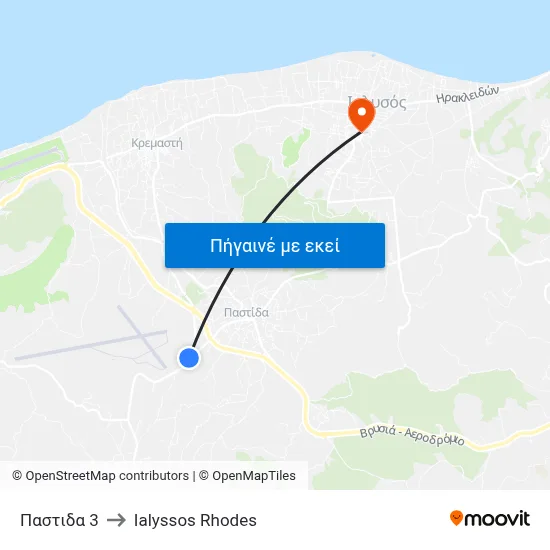 Παστιδα 3 to Ialyssos Rhodes map