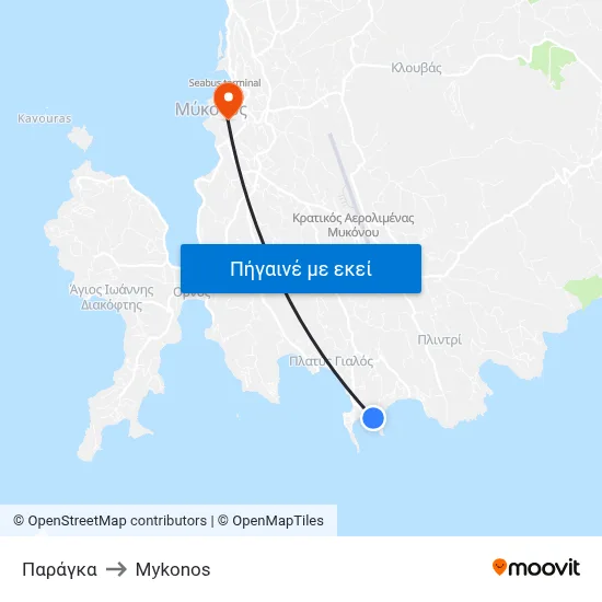 Παράγκα to Mykonos map
