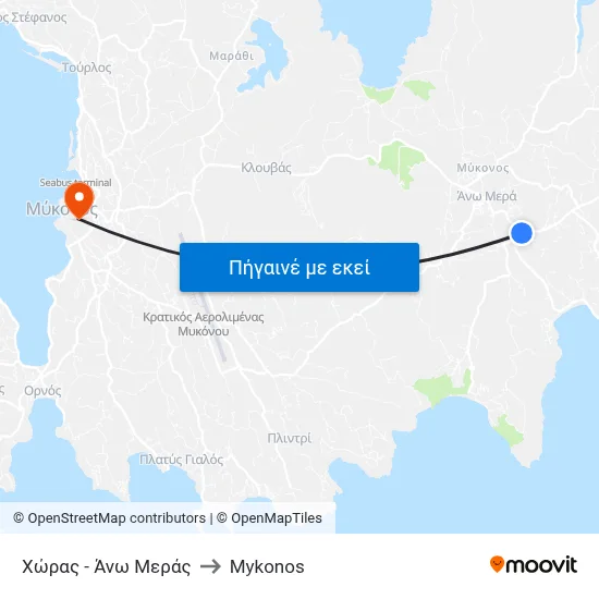 Χώρας - Άνω Μεράς to Mykonos map