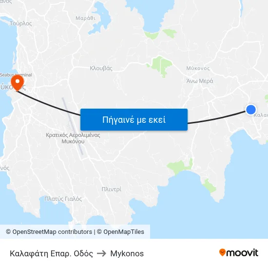 Καλαφάτη Επαρ. Οδός to Mykonos map